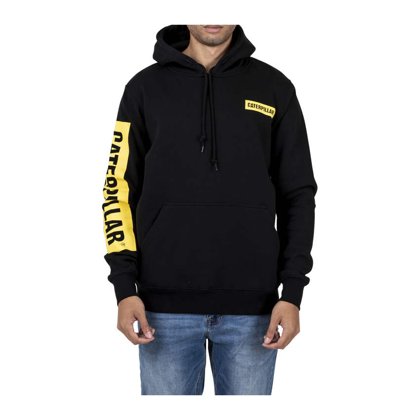 Caterpillar Clothing Islamabad - Caterpillar Triton Block Hoody Mens Hoodies Black/Yellow (629187-JRL)